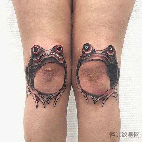 新传统膝盖青蛙纹身图案