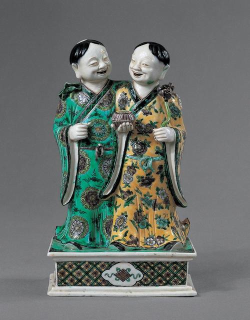 【清中期 素三彩和合二仙】拍卖品_图片_价格_鉴赏_清代其它彩釉瓷器