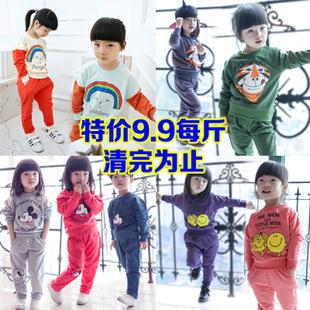 2017新款春秋儿童套装 韩版卡通童装按斤称论斤童装批发低价处理