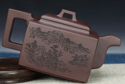 陈宏林紫砂壶作品 亚明四方壶 紫泥 330cc 方器 高级