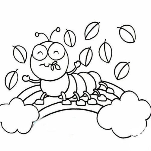 简笔画 动物简笔画 树上的毛毛虫简笔画图片_树上的毛毛虫儿童绘画