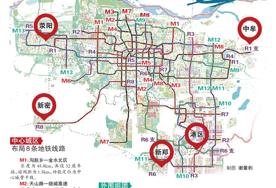 郑州将会有21条轨道交通线路覆盖周边4县市