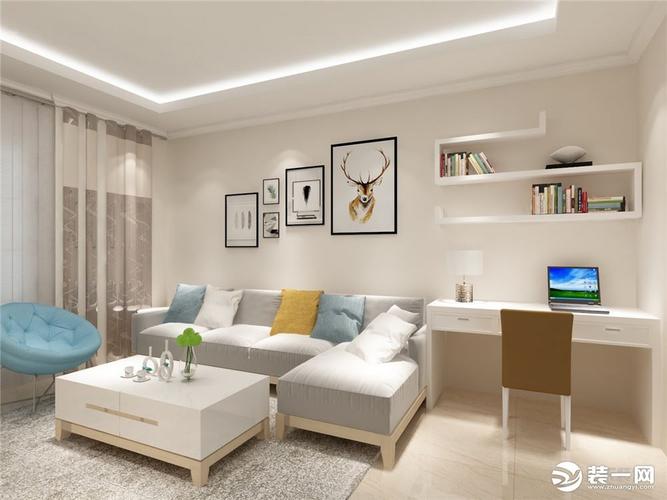 墙面采用中性色的乳胶漆,这样使视觉上有温馨感,色彩也更加丰富