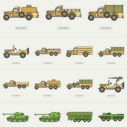 35个eps 军事迷 战车 坦克车 军卡车 矢量图 设计素材