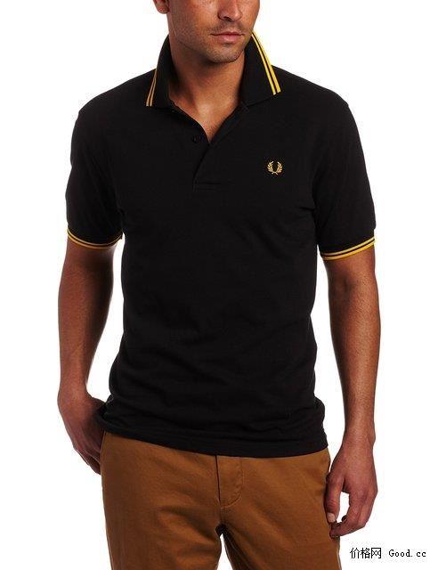 派瑞fred perry twin-tipped男polo衫 黑黄