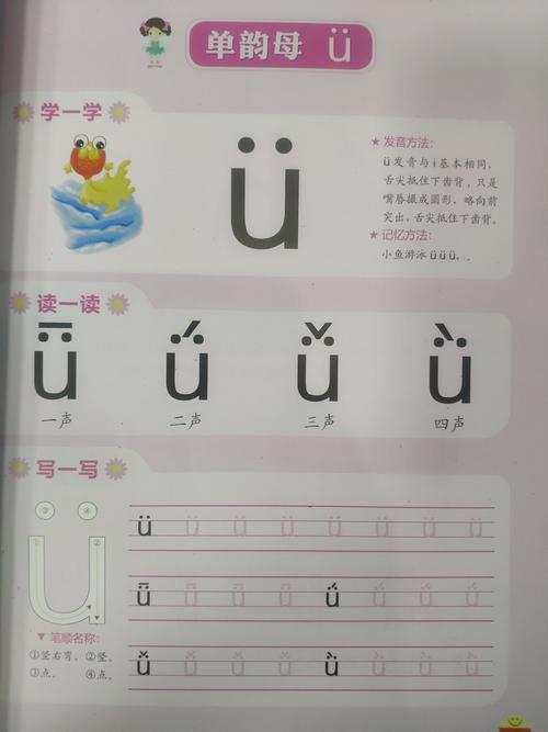 正确认读带声调的单韵母ü 并正确书写
