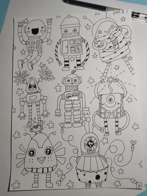 机器人06简笔画_简笔画_幼儿_创意简笔画_文化_绘画