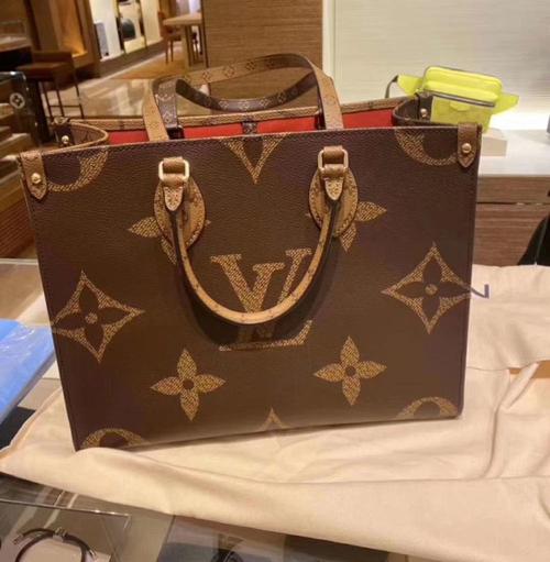 lv女包路易威登 新款onthego老花购物袋大logo手提包大号m44576