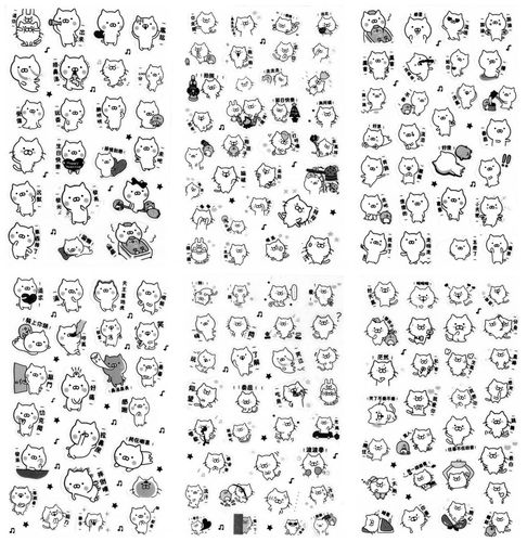 遇见 黑白cc猫手账贴纸日常diy贴纸 创意装饰手帐 6张