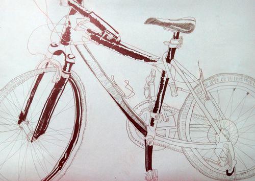 写生自行车/少儿绘画作品/儿童画/网络美术馆_中国