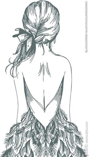 手绘女孩背影简笔画