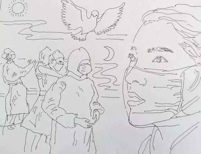 美术馆首席主创画家马国旗大校创作"罩不住的美丽"致敬一线医护人员!