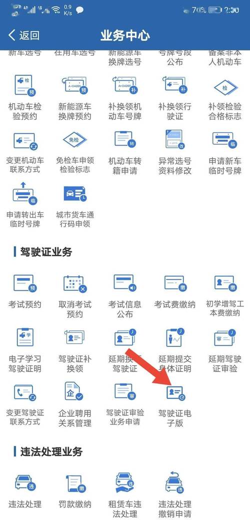 找到"驾驶证业务"点击"驾驶证电子版"