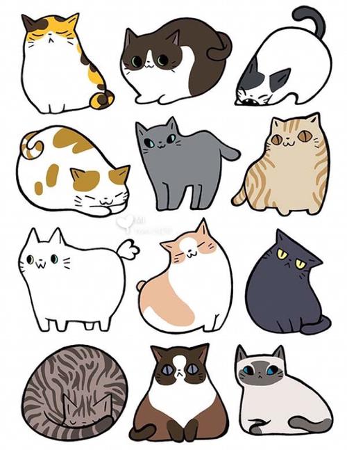 超可爱的手绘猫咪简笔画_手绘_猫咪_简笔画_插画_手绘