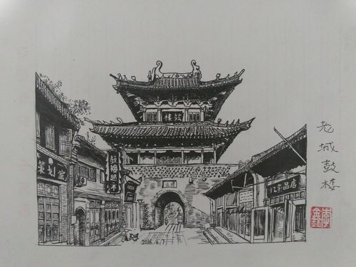 洛阳老城鼓楼|纯艺术|速写|huanjigege - 原创作品