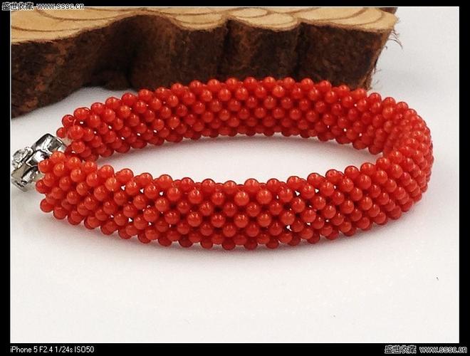 天然红珊瑚米珠手链