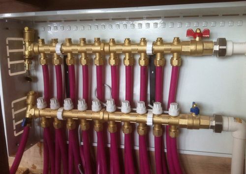 铜镀镍一体锻造分水器 集分水器 连体 地暖温控器 智能控制分水器