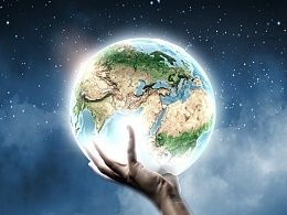 手握地球星球,宇宙,银河背景图,桌面背景