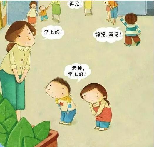 入园:用不同的问好式,让幼儿学习礼貌用语,增强文明意识.