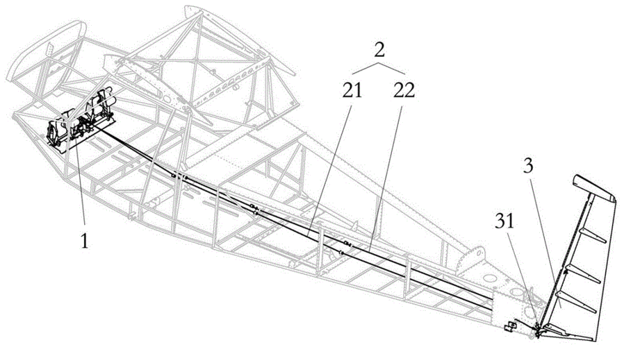 本实用新型的轻型运动飞机的方向舵操纵系统采用脚蹬组件进行操纵