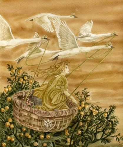 安徒生笔下的 野天鹅>被无数插画家画过.