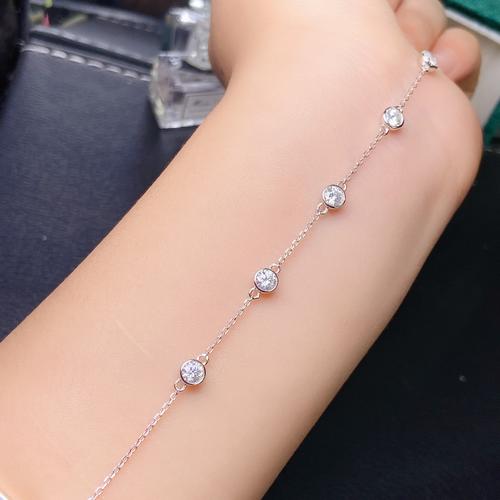 泡泡莫桑钻手链 925纯银镶嵌莫桑钻手链批发 工厂做货一件代发