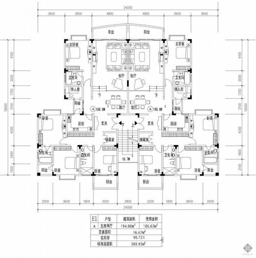 [分享]板式一梯两户户型图资料免费下载