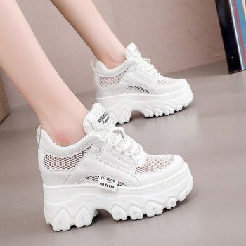 【新品】内增高女鞋小白鞋2021运动鞋网面厚底夏季网鞋女士休闲10cm夏