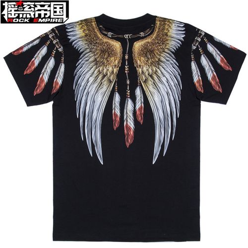 泰国潮牌3d 动物 鹰图案 印花短袖 夜光t恤 情侣装 男女款中长