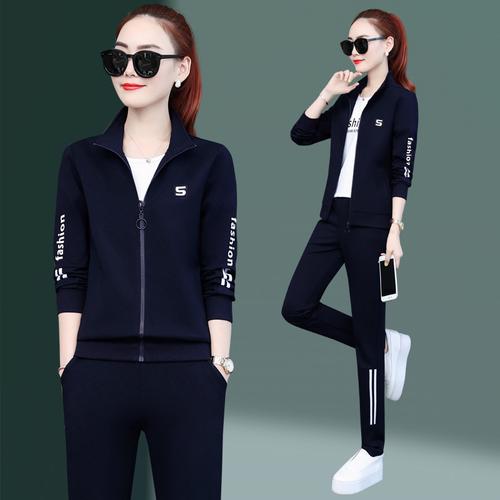 春秋季2020新款户外跑步大码卫衣宽松休闲三件套女装运动服女套装