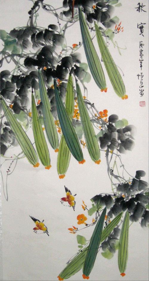写意画丝瓜,紫藤参考资料