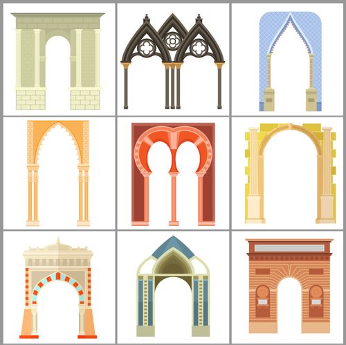 欧式印度哥特式拱门立柱罗马设计eps矢量素材设计素材