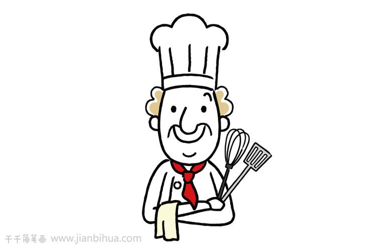高级厨师简笔画图片职业人物简笔画