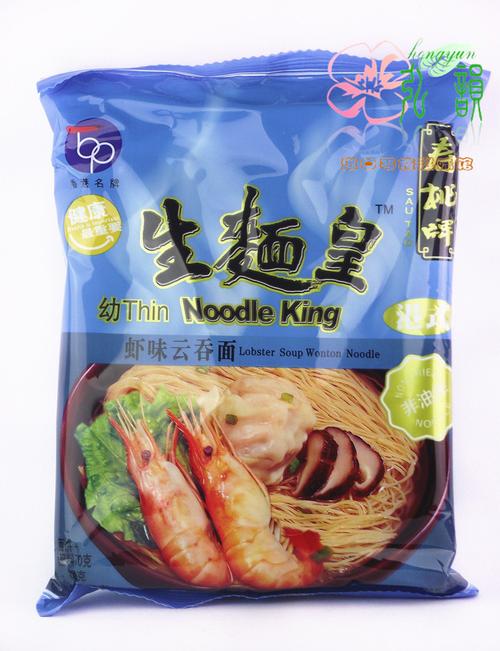香港新顺福寿桃牌生面皇鲜虾云吞味面g一小包非油炸方便面