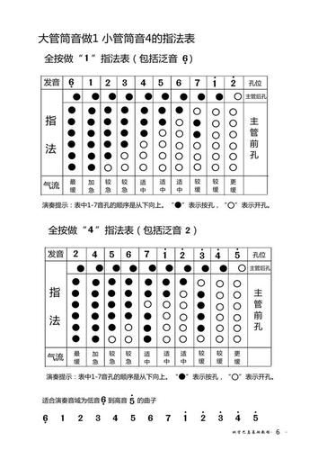 6页 双管巴乌大管做1小管做4的指法表介绍 零基础双管巴乌教学