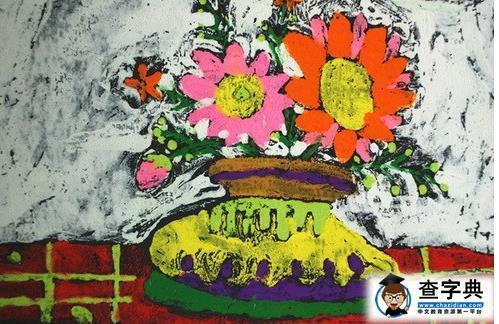 植物主题儿童版画作品