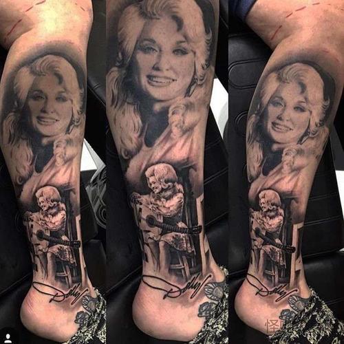 写实小腿女人纹身图案