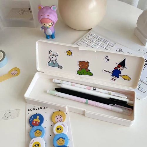 精选日系ins无印风文具盒女网红可diy桌面收纳盒简约学生文具铅笔盒