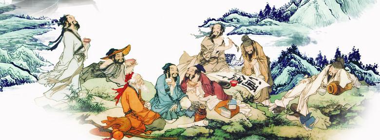 关键词 : 中国风,水墨画,远山,古人,海报banner