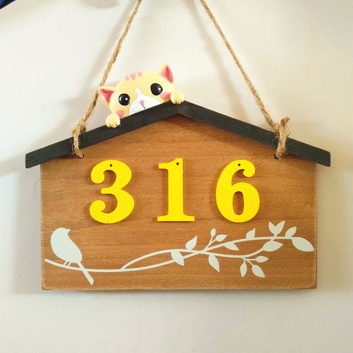 可定制门牌号创意家居装饰品卡通家庭墙壁墙面木挂牌个性门牌挂饰