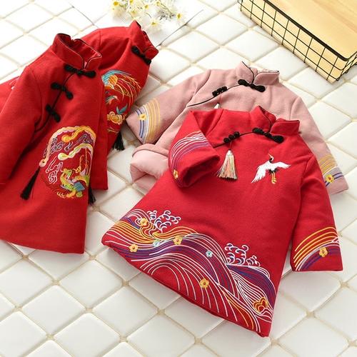 儿童宝宝中国风过年衣服加厚棉喜庆冬季女童拜年服 2019 婴儿唐装女