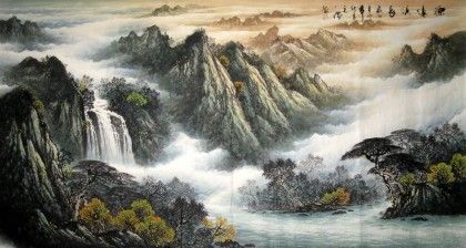 【已售】六尺国画山水《源远流长》