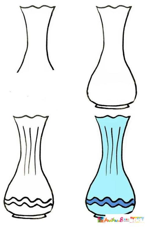 怎样画漂亮花瓶简笔画带步骤图彩色