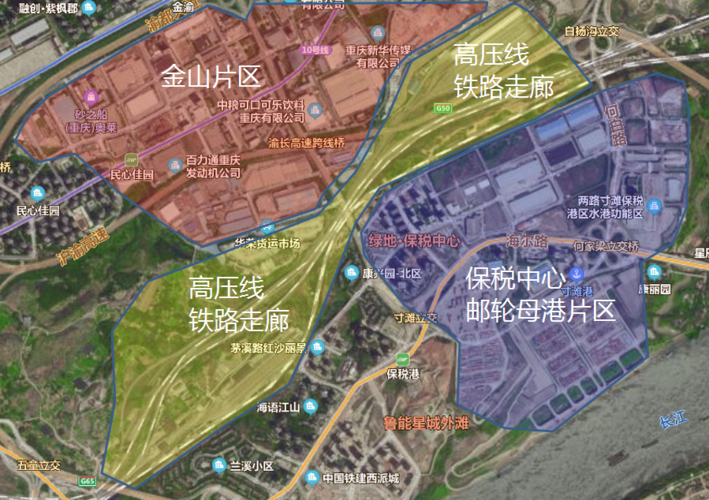 整个寸滩国际新城实际被高压线和铁路被分割成了两个不同的板块