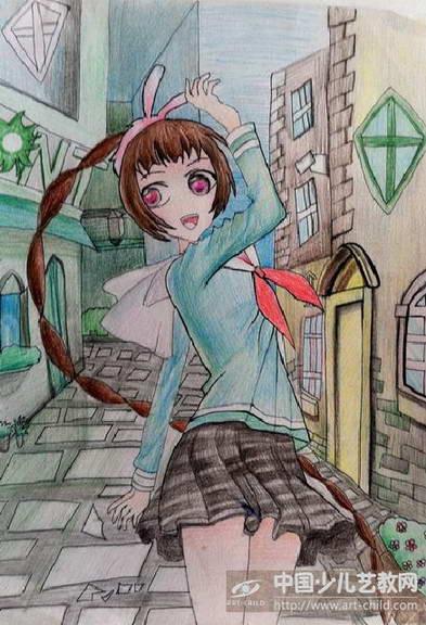 儿童画-斗罗大陆--小舞-《少儿画苑》第18届国际少儿书画大赛获奖作品
