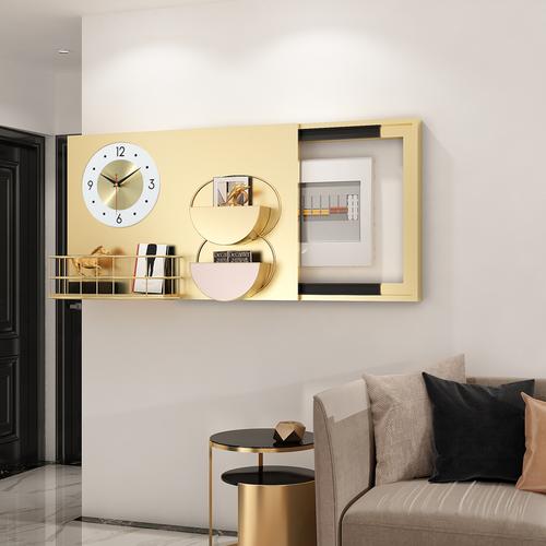 电表时钟金属装饰画配电箱遮挡收纳盒层架北欧轻奢