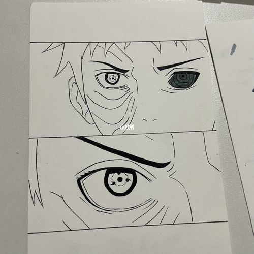 黑白手绘 火影忍者 宇智波带土 新手_手绘_火影忍者_新手_文化_绘画