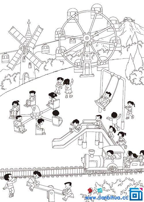游乐场旋转椅简笔画