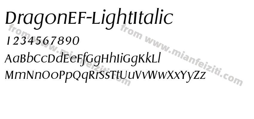 dragonef-lightitalic字体预览