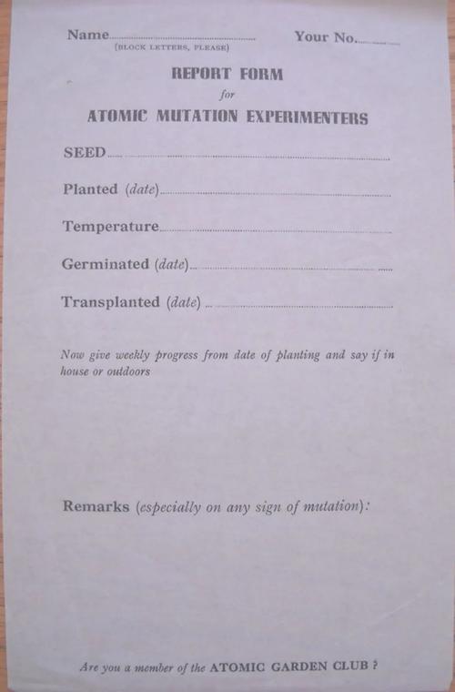 原子园艺协会实验报告模板随着时间的推移,辐射植物园逐渐淡出了公众